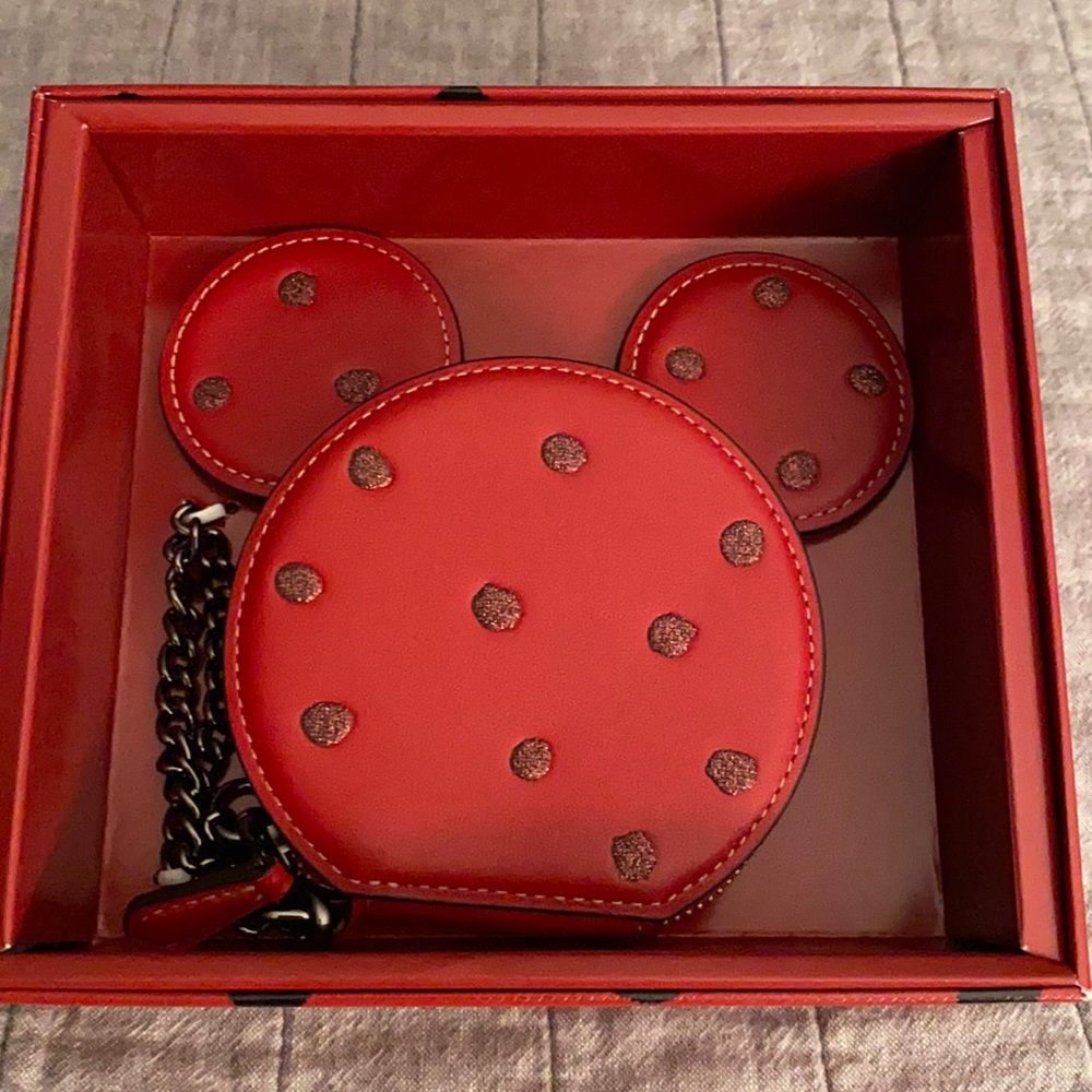 Coach Disney Mini Coin Case Red Leather